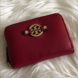 Tory Burch Auburn Red Amanda Zippy Coin Case/Purse